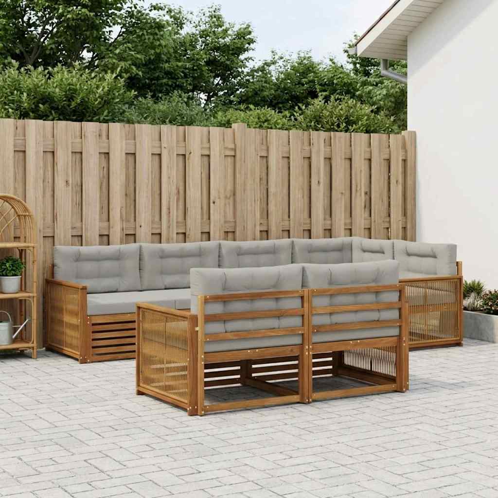 Buiten bankenset met kussen 7 pcs Naturel en lichtgrijs is nu te koop bij PeponiXL, paradijselijk wonen!
