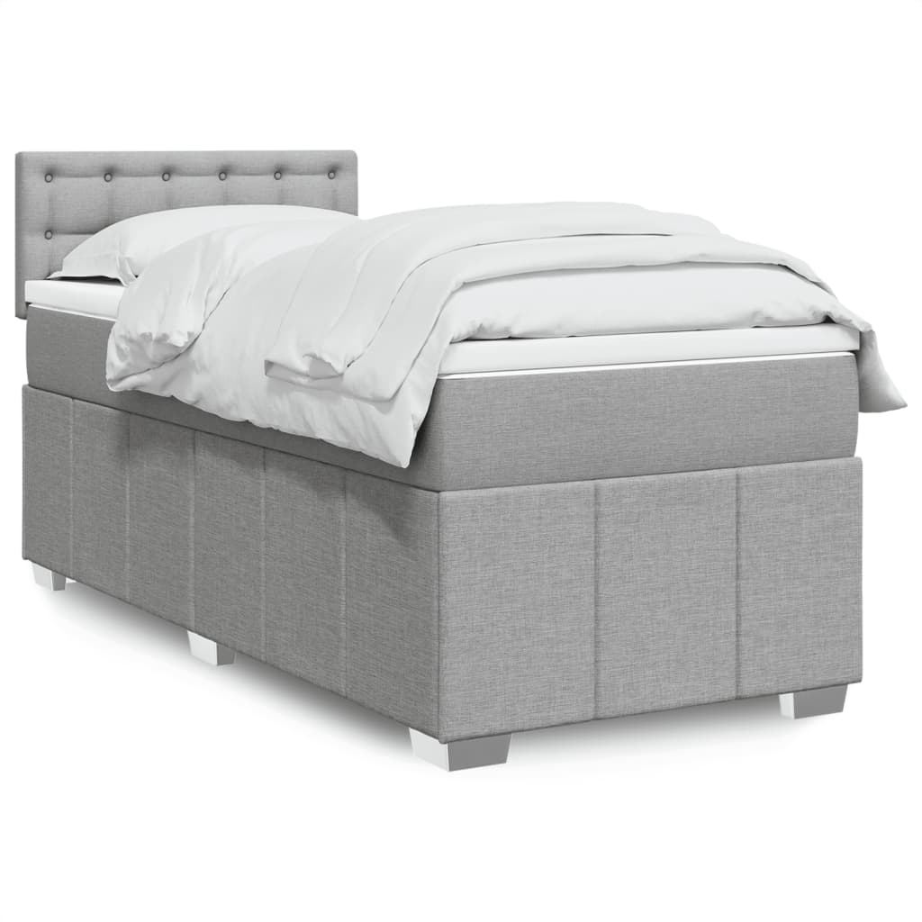Boxspring met matras stof lichtgrijs 80x200 cm is nu te koop bij PeponiXL, paradijselijk wonen!