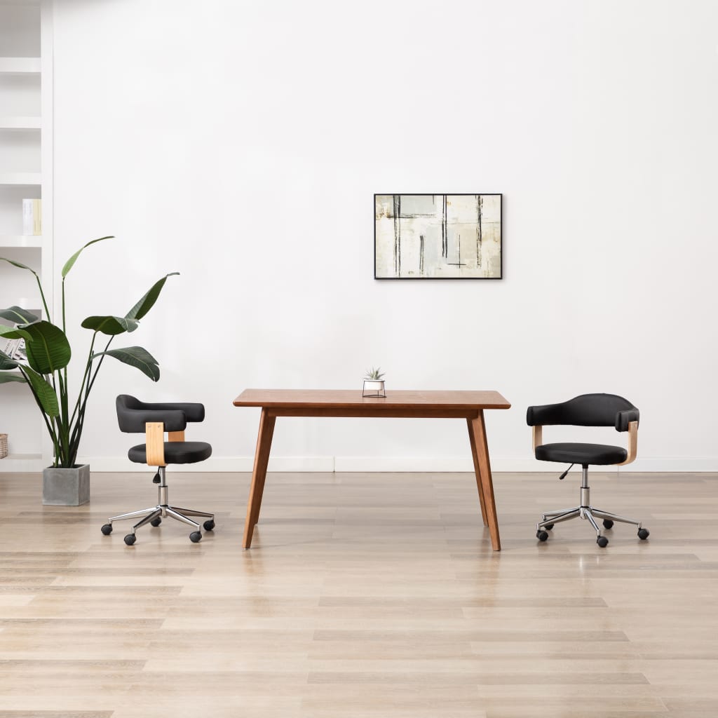 Eetkamerstoel draaibaar gebogen hout en kunstleer zwart is nu te koop bij PeponiXL, paradijselijk wonen!
