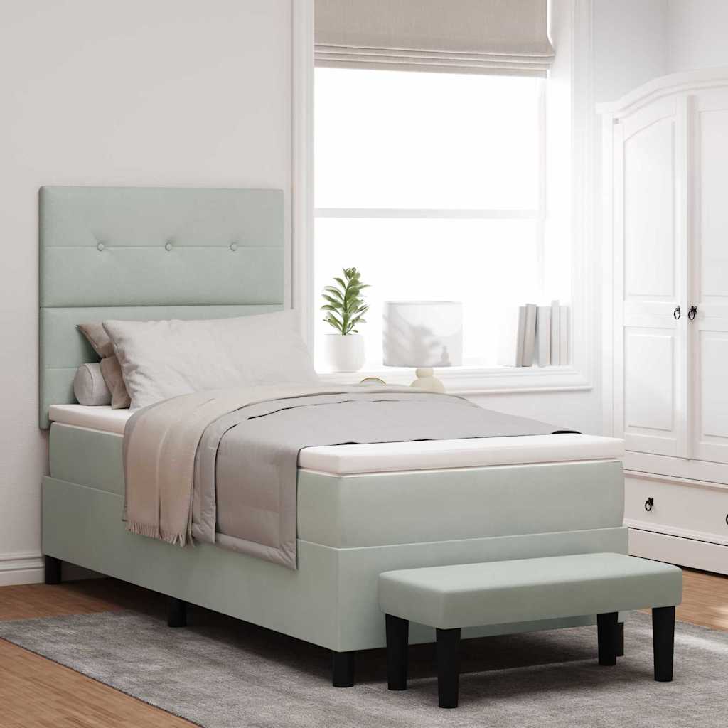Boxspring bed met hoofdeinde Lichtgrijs 200 x 90 cm Fluweel is nu te koop bij PeponiXL, paradijselijk wonen!