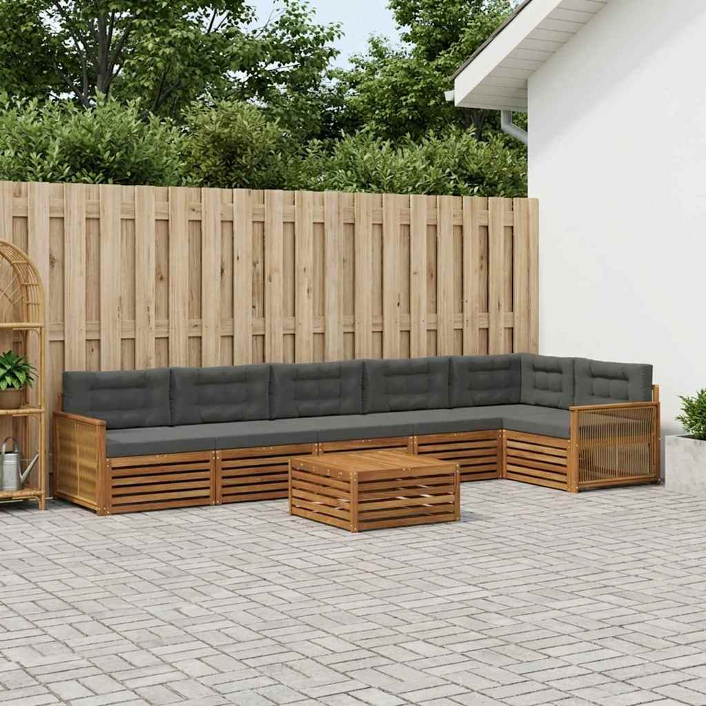 Buiten bankenset met kussen 7 pcs Natuurlijk en Antraciet is nu te koop bij PeponiXL, paradijselijk wonen!
