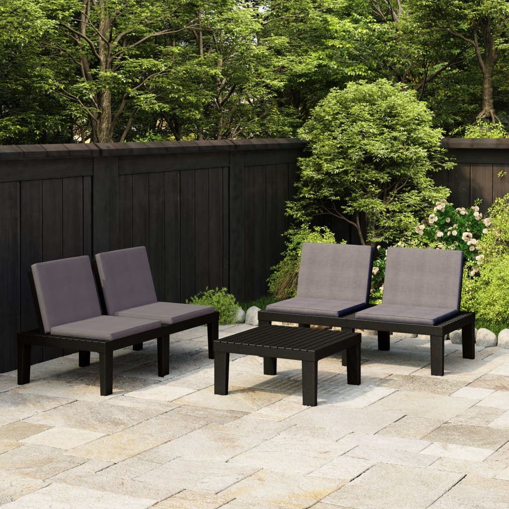 3-delige Loungeset met kussens kunststof grijs is nu te koop bij PeponiXL, paradijselijk wonen!