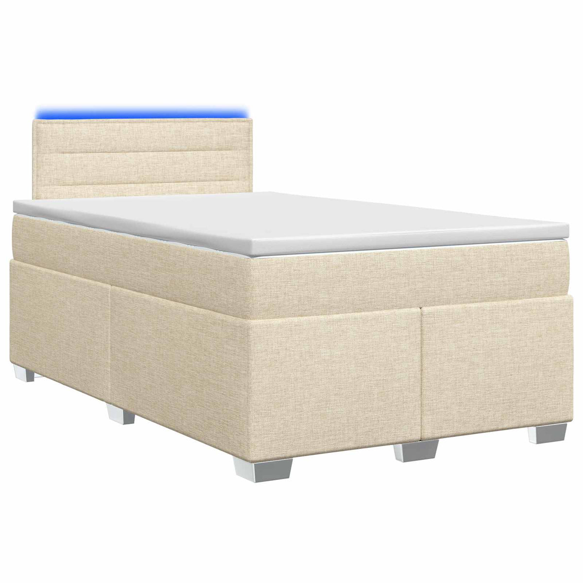 Boxspring Bed met Matras en LED Crèmekleurig 120 x 200 cm Stof is nu te koop bij PeponiXL, paradijselijk wonen!