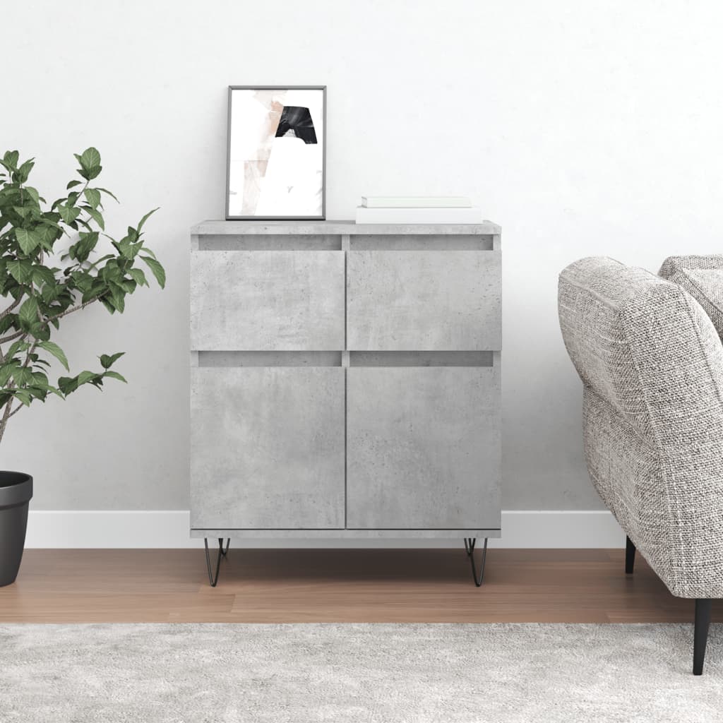 Dressoir 60x35x70 cm bewerkt hout betongrijs is nu te koop bij PeponiXL, paradijselijk wonen!