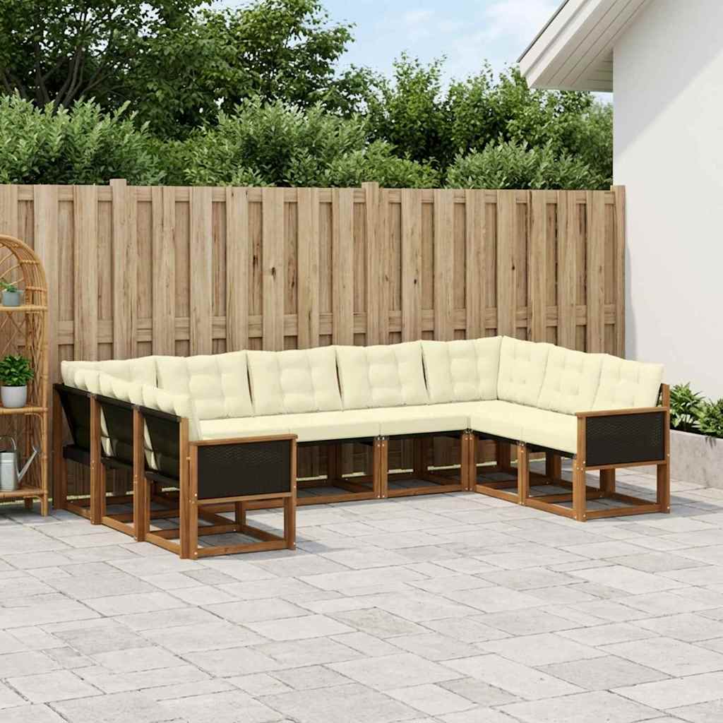 Buiten bankenset met kussen 9 pcs Natuurlijk en Crème is nu te koop bij PeponiXL, paradijselijk wonen!