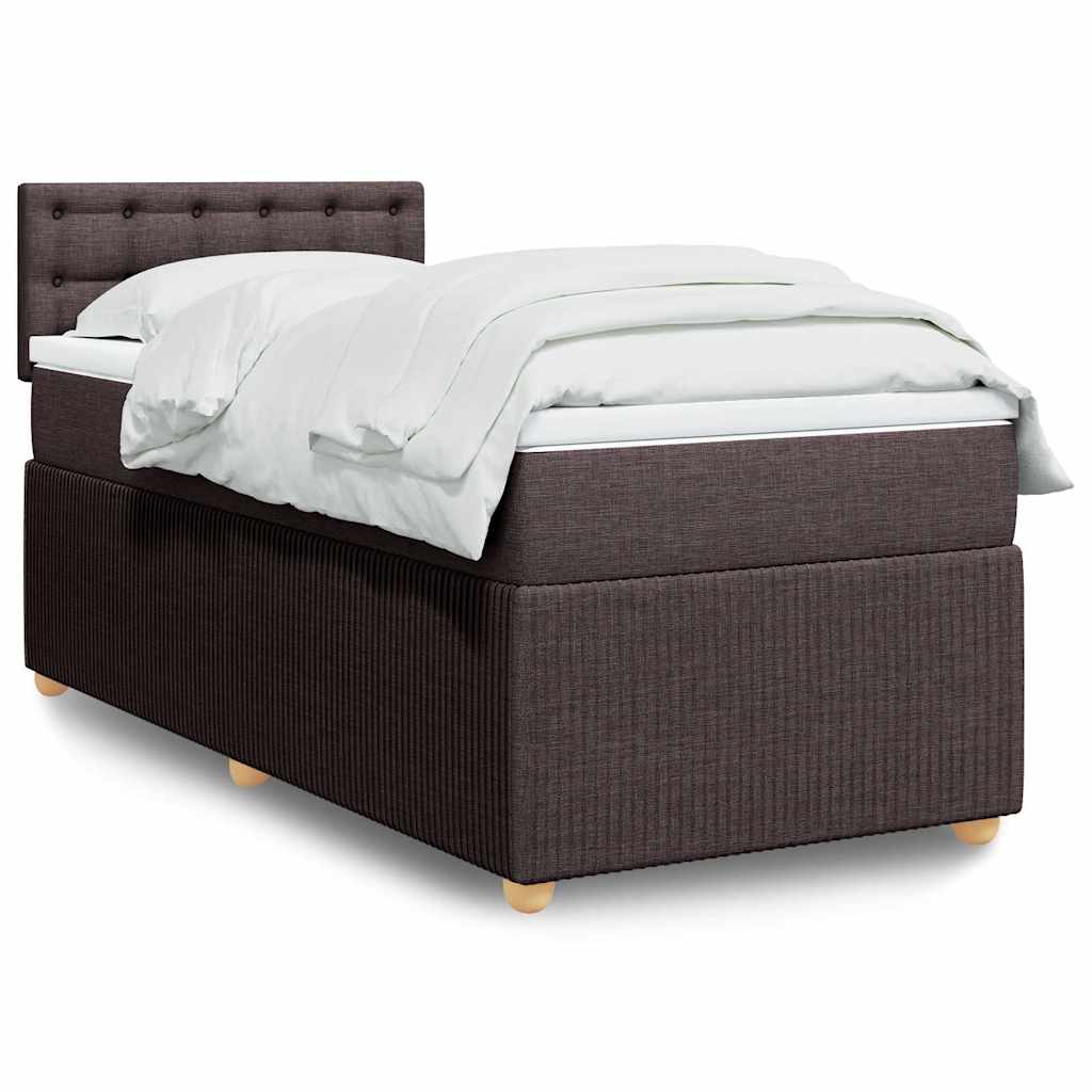 Boxspring met matras stof donkerbruin 90x190 cm is nu te koop bij PeponiXL, paradijselijk wonen!