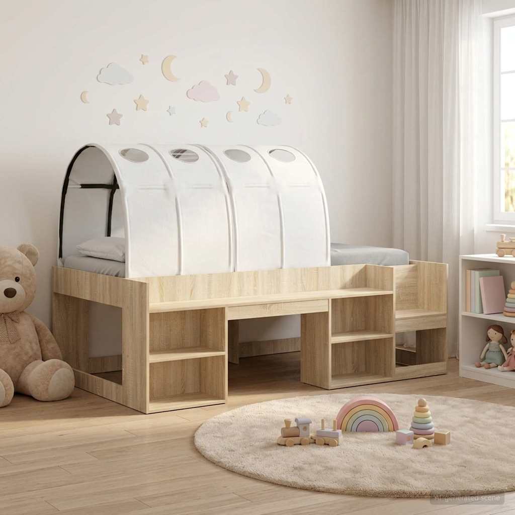 Bedframe met tunnel 3 st Sonoma eiken en wit Geconstrueerd hout is nu te koop bij PeponiXL, paradijselijk wonen!