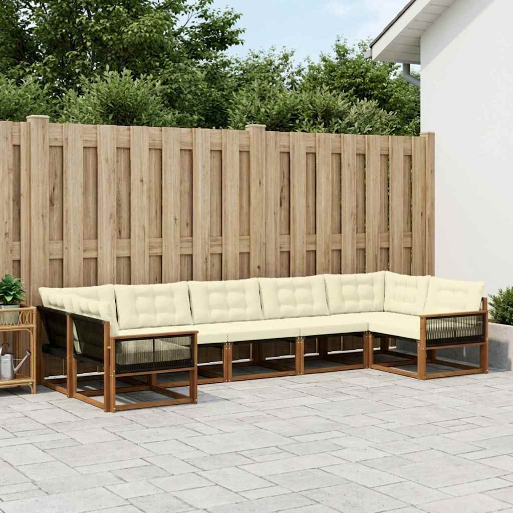 Buiten bankenset met kussen 7 pcs Natuurlijk en Crème is nu te koop bij PeponiXL, paradijselijk wonen!