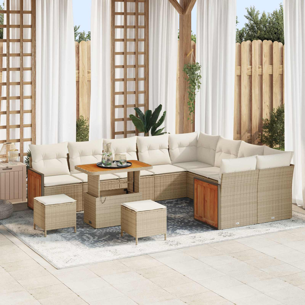Tuinbankenset met kussen 12 pcs Beige en Crème is nu te koop bij PeponiXL, paradijselijk wonen!
