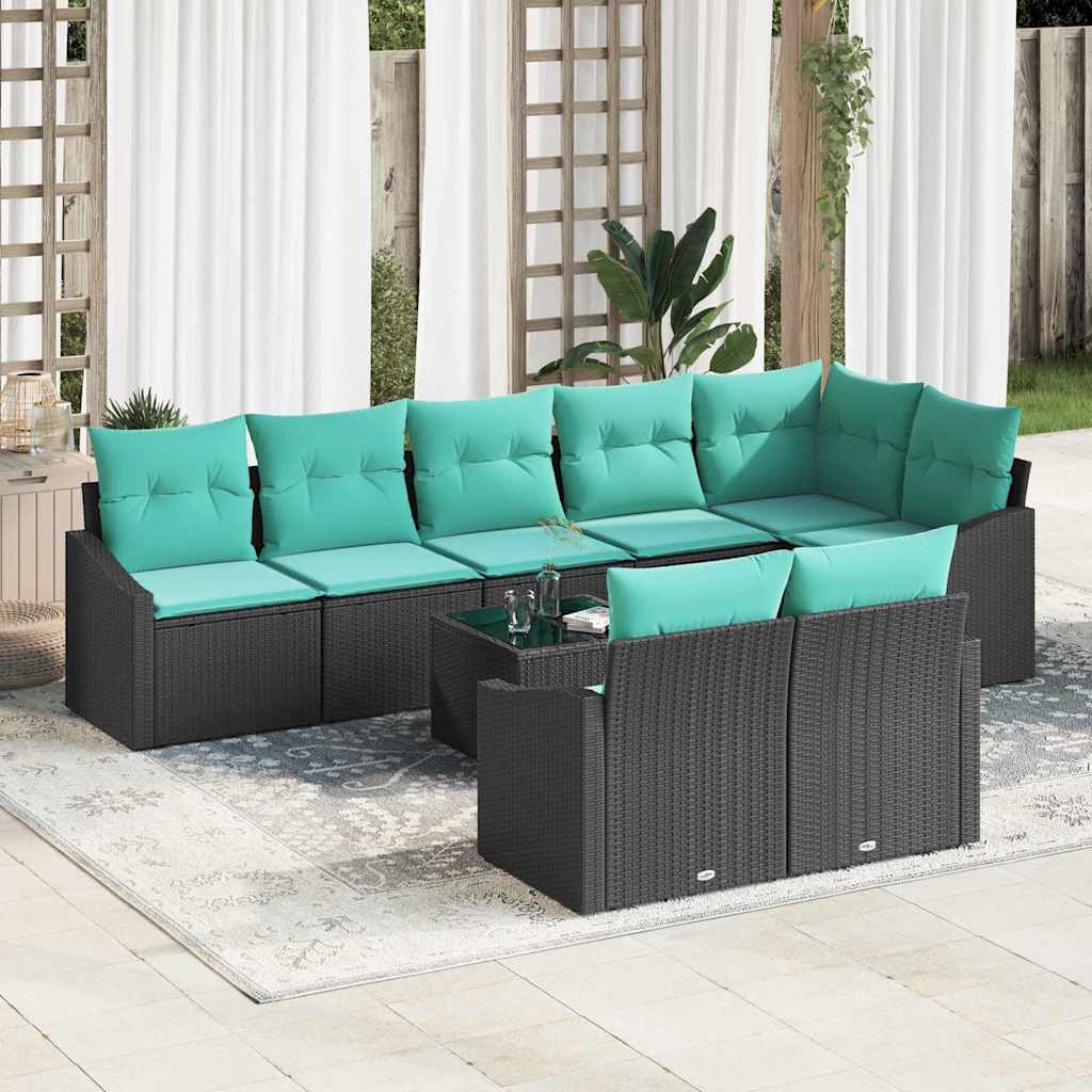 Bankstel met kussen 9 pcs Zwart poly rattan is nu te koop bij PeponiXL, paradijselijk wonen!