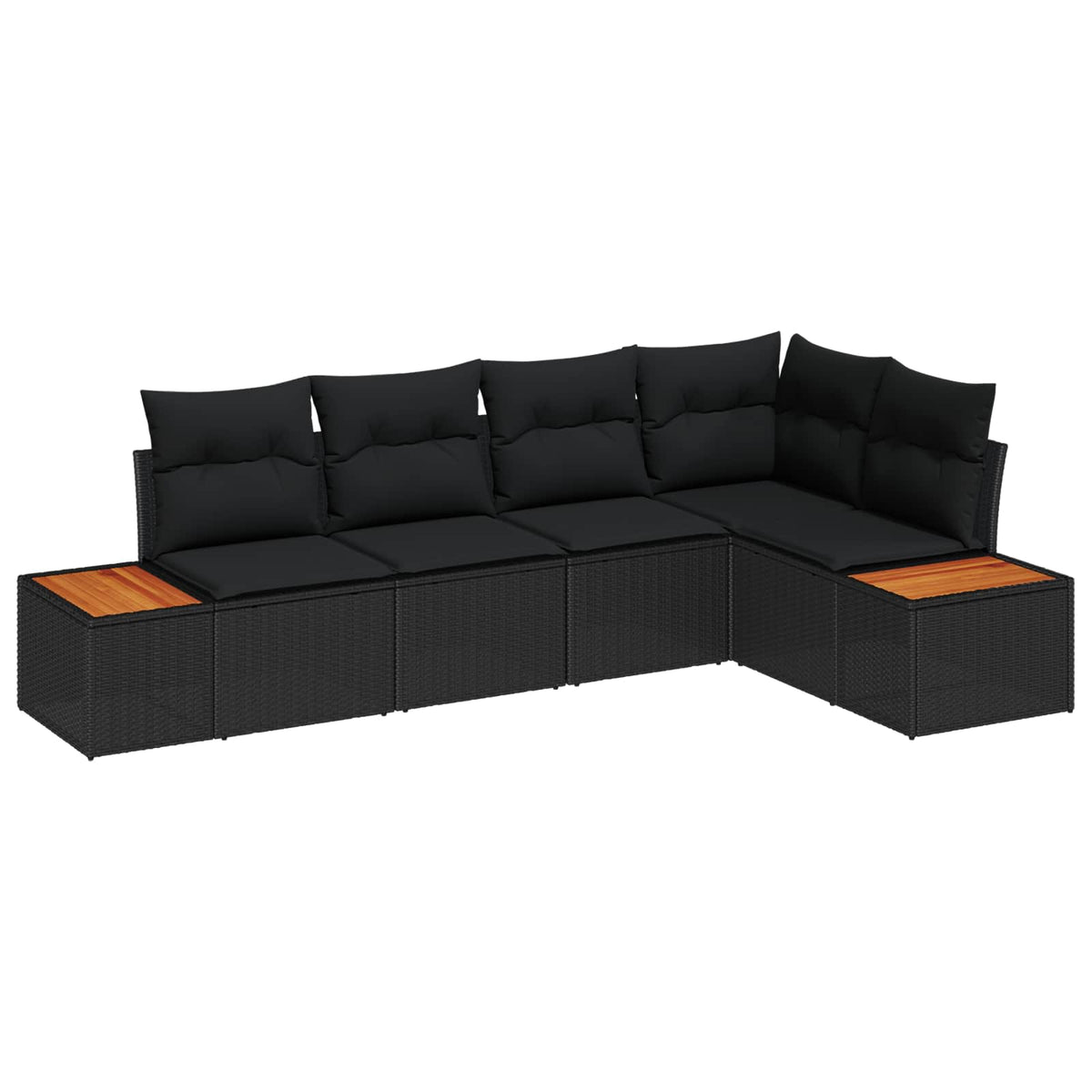 Tuinbankenset met kussen 5 pcs Zwart Poly riet is nu te koop bij PeponiXL, paradijselijk wonen!