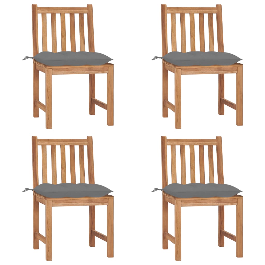 Tuinstoelen 4 st met kussens massief teakhout is nu te koop bij PeponiXL, paradijselijk wonen!