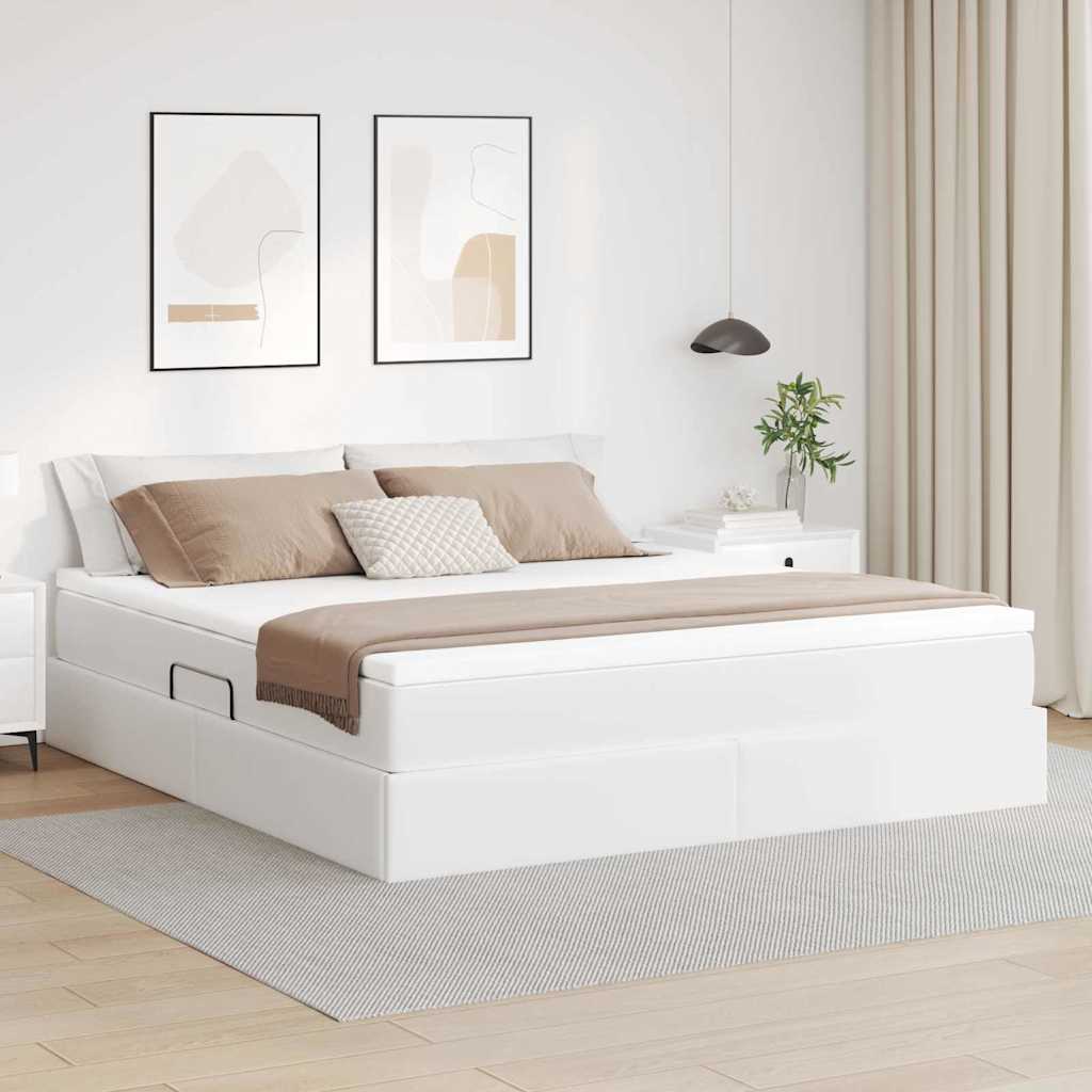 Opslag bed met matras met matras Wit 160 x 200 cm Nep Leer is nu te koop bij PeponiXL, paradijselijk wonen!