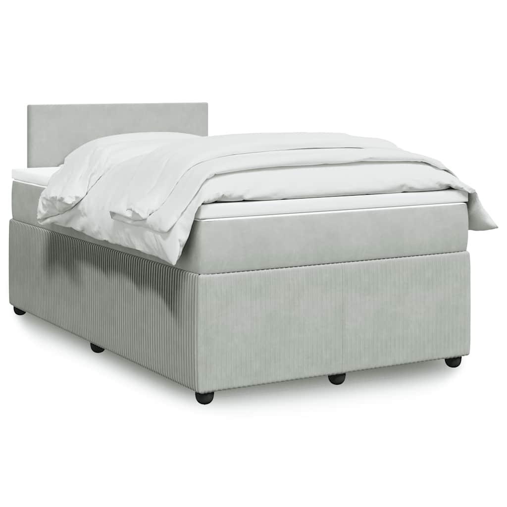 Boxspring met matras fluweel lichtgrijs 120x200 cm is nu te koop bij PeponiXL, paradijselijk wonen!