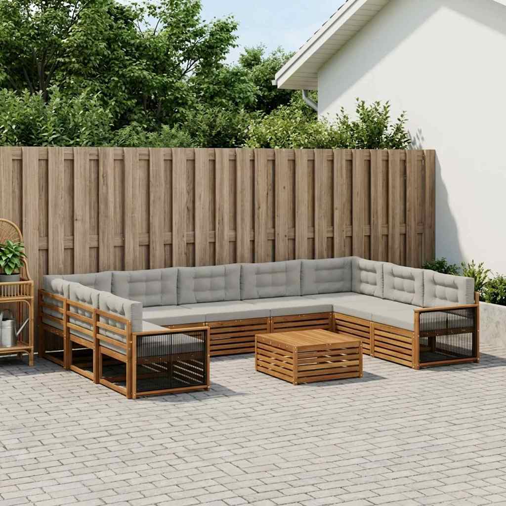 Buiten bankenset met kussen 10 pcs Naturel en lichtgrijs is nu te koop bij PeponiXL, paradijselijk wonen!