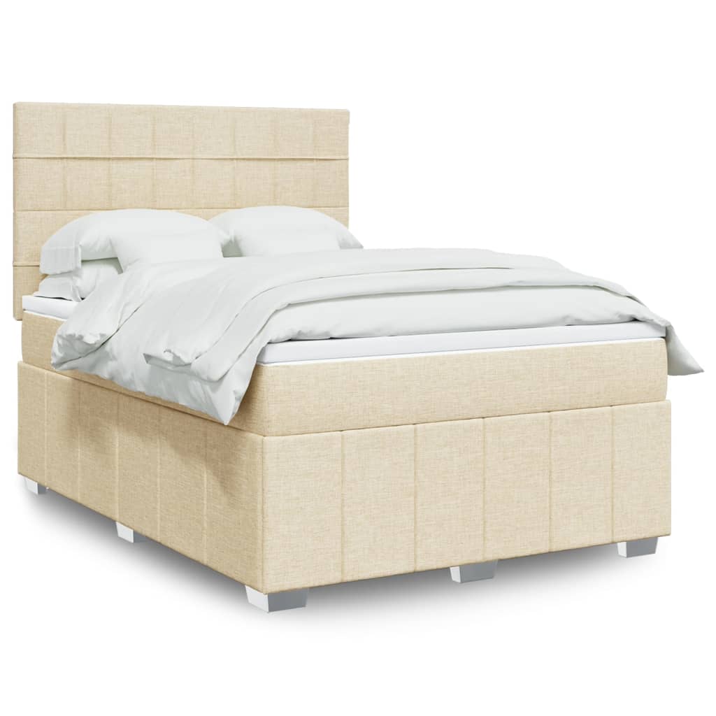 Boxspring met matras stof crèmekleurig 160x200 cm is nu te koop bij PeponiXL, paradijselijk wonen!