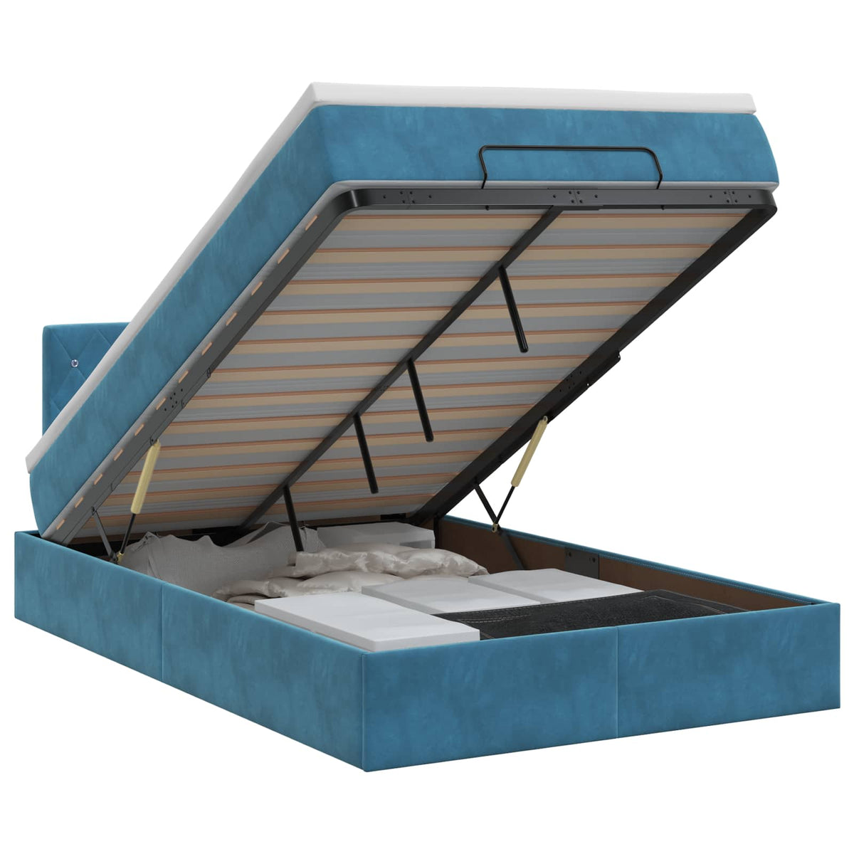 Ottoman bed met matras Donkerblauw 120 x 200 cm Fluweel is nu te koop bij PeponiXL, paradijselijk wonen!