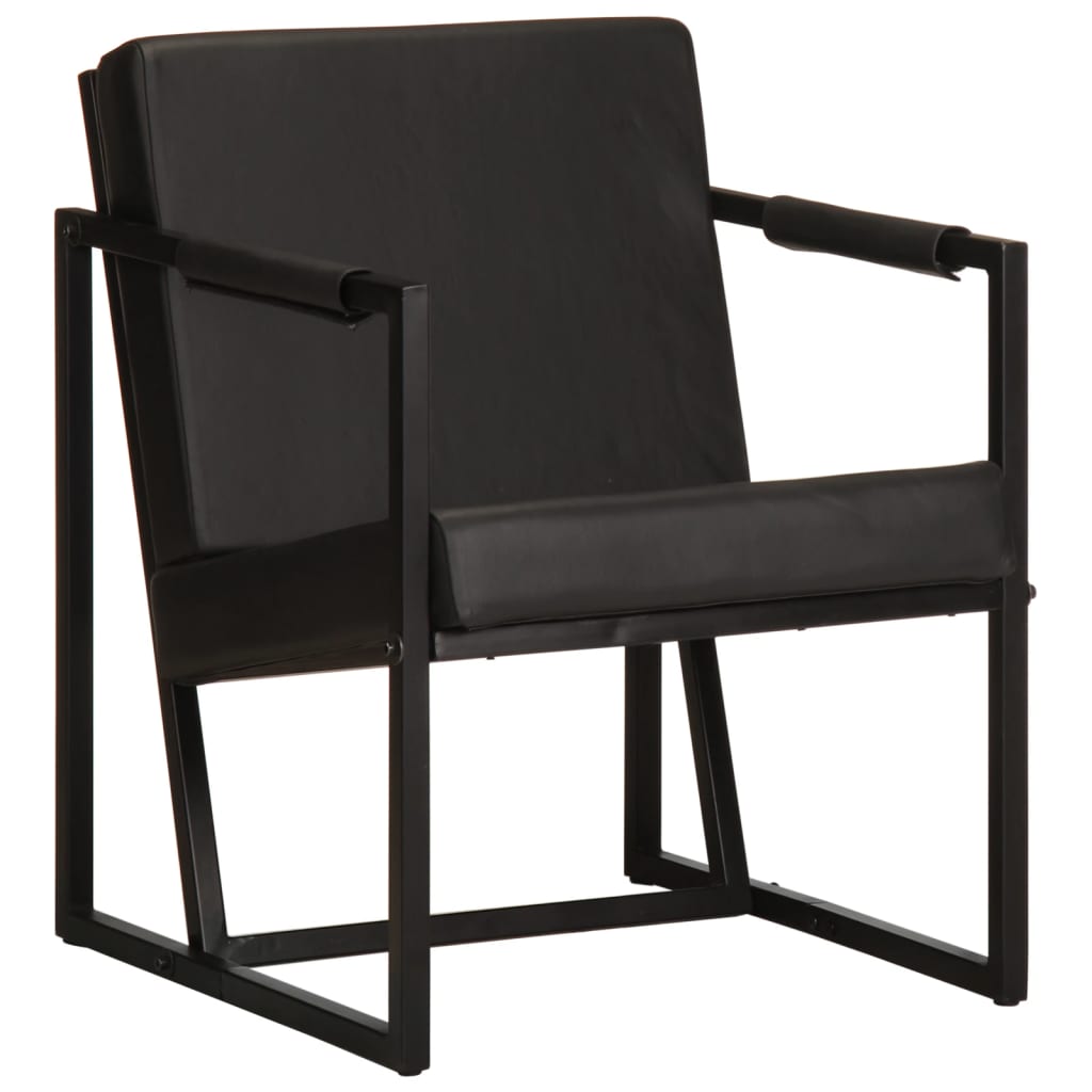 Fauteuil echt leer zwart is nu te koop bij PeponiXL, paradijselijk wonen!