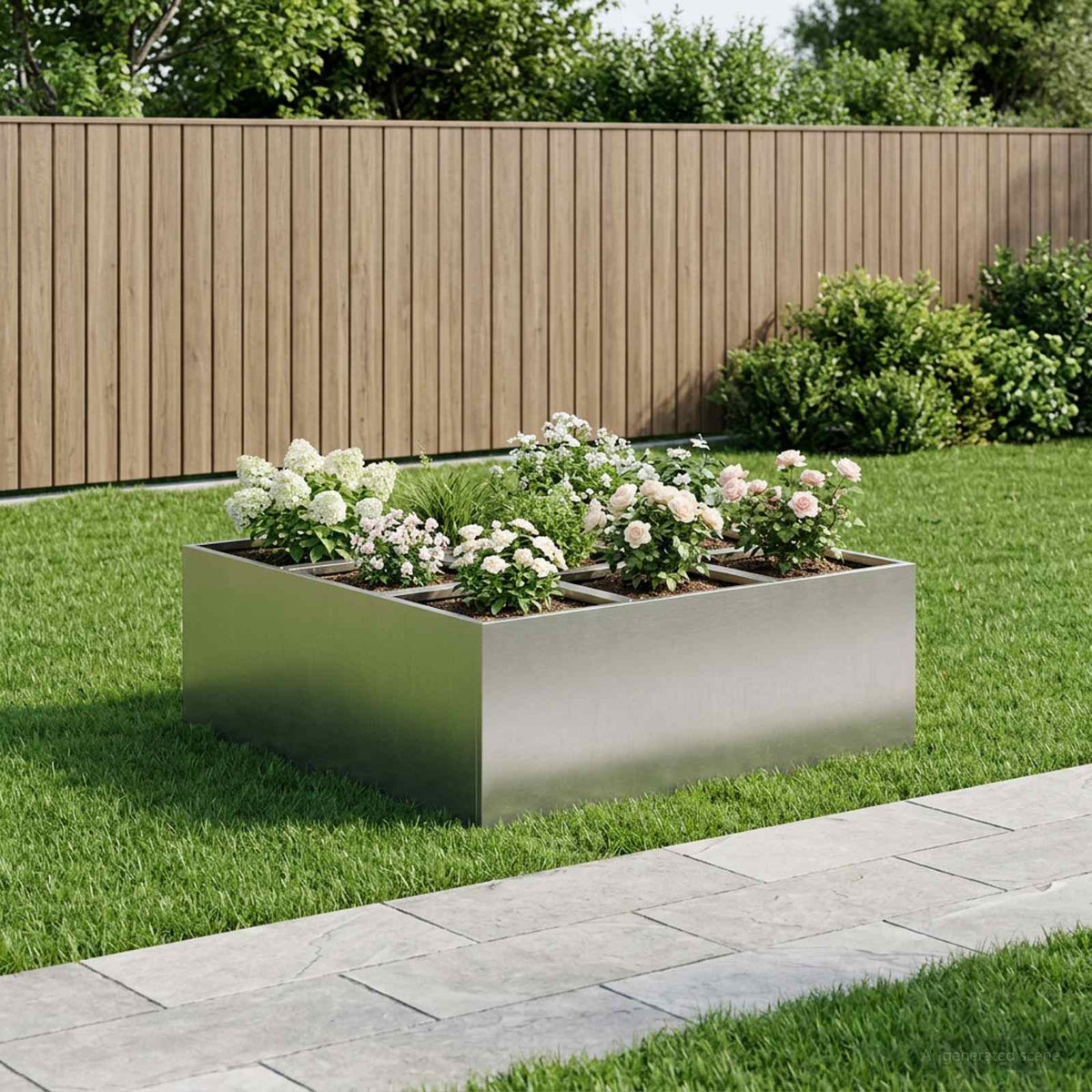 Plantenbak zilver 100 x 100 x 30 cm Roestvrij staal is nu te koop bij PeponiXL, paradijselijk wonen!