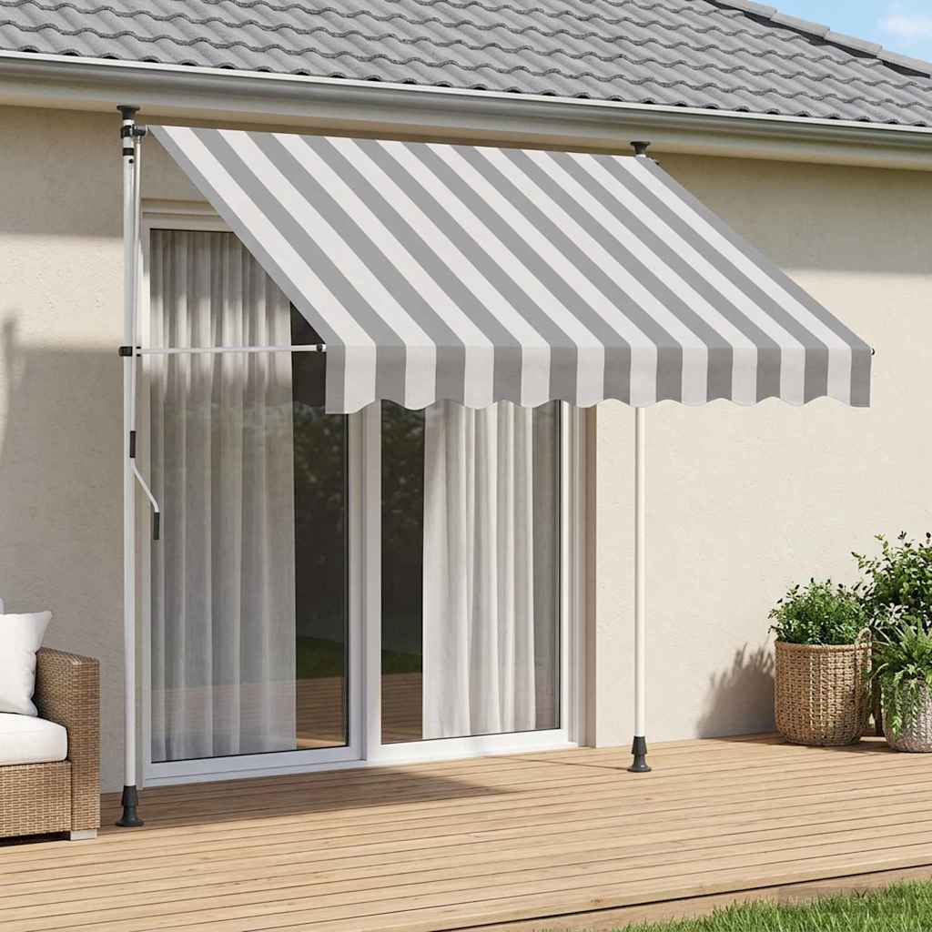 Handmatig uitschuifbare luifel Antraciet en Wit 350 cm is nu te koop bij PeponiXL, paradijselijk wonen!