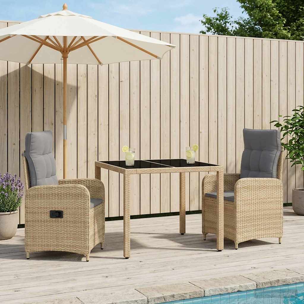 Buiten eettafelset 3 pcs Beige en Licht Grijs 90 x 90 x 75 cm is nu te koop bij PeponiXL, paradijselijk wonen!