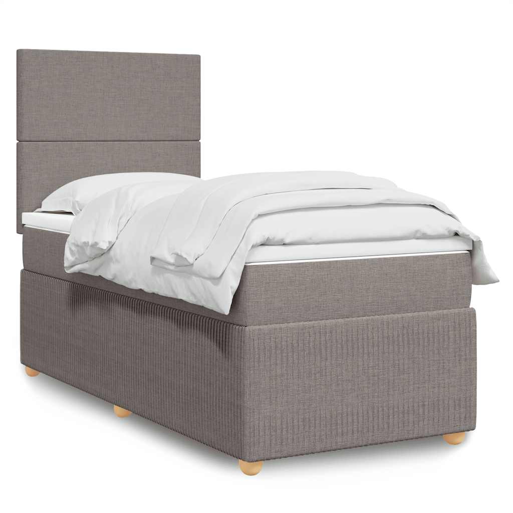Boxspring met matras stof taupe 90x190 cm is nu te koop bij PeponiXL, paradijselijk wonen!