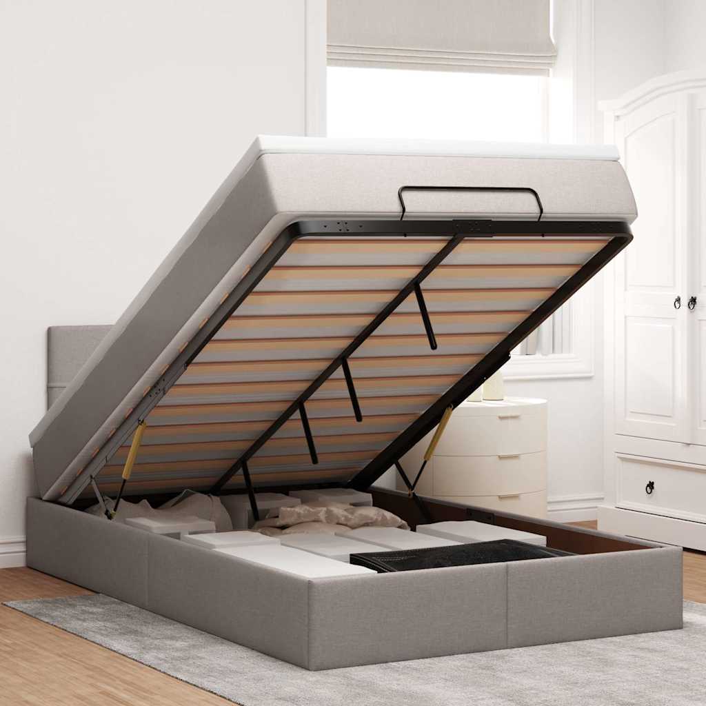 Bed poef met matras en LED's 120x190 cm stof taupe is nu te koop bij PeponiXL, paradijselijk wonen!