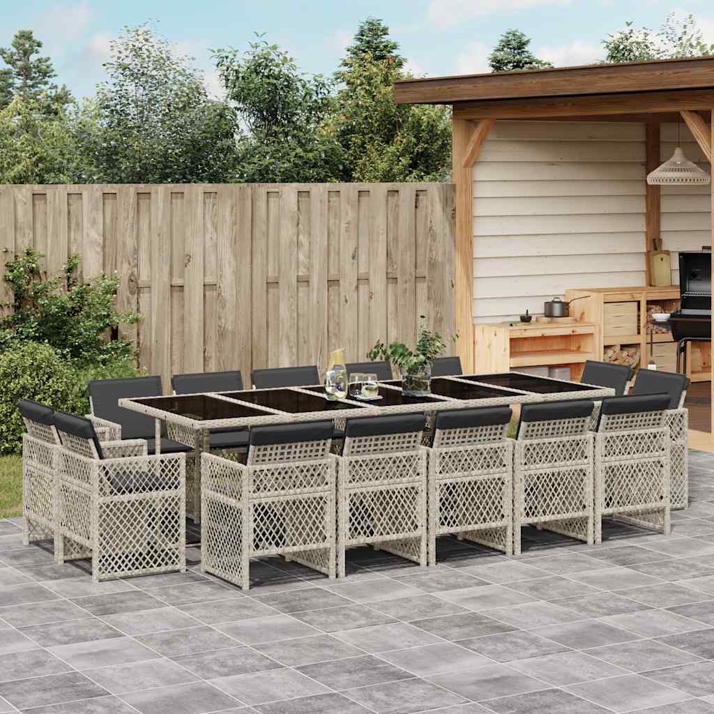 15-delige Tuinset met kussens poly rattan lichtgrijs is nu te koop bij PeponiXL, paradijselijk wonen!