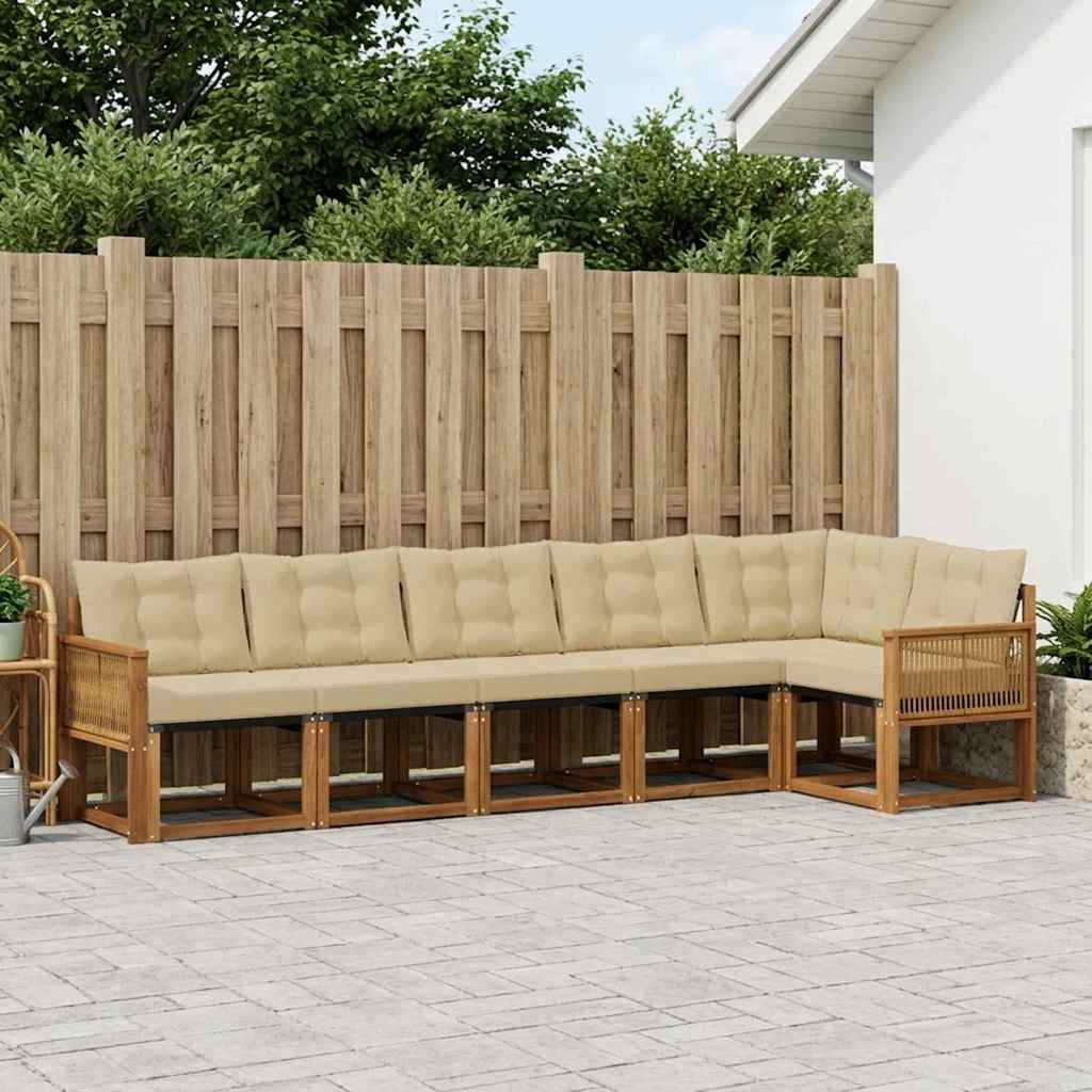 Buiten bankenset 6 pcs Natuurlijk en Beige is nu te koop bij PeponiXL, paradijselijk wonen!