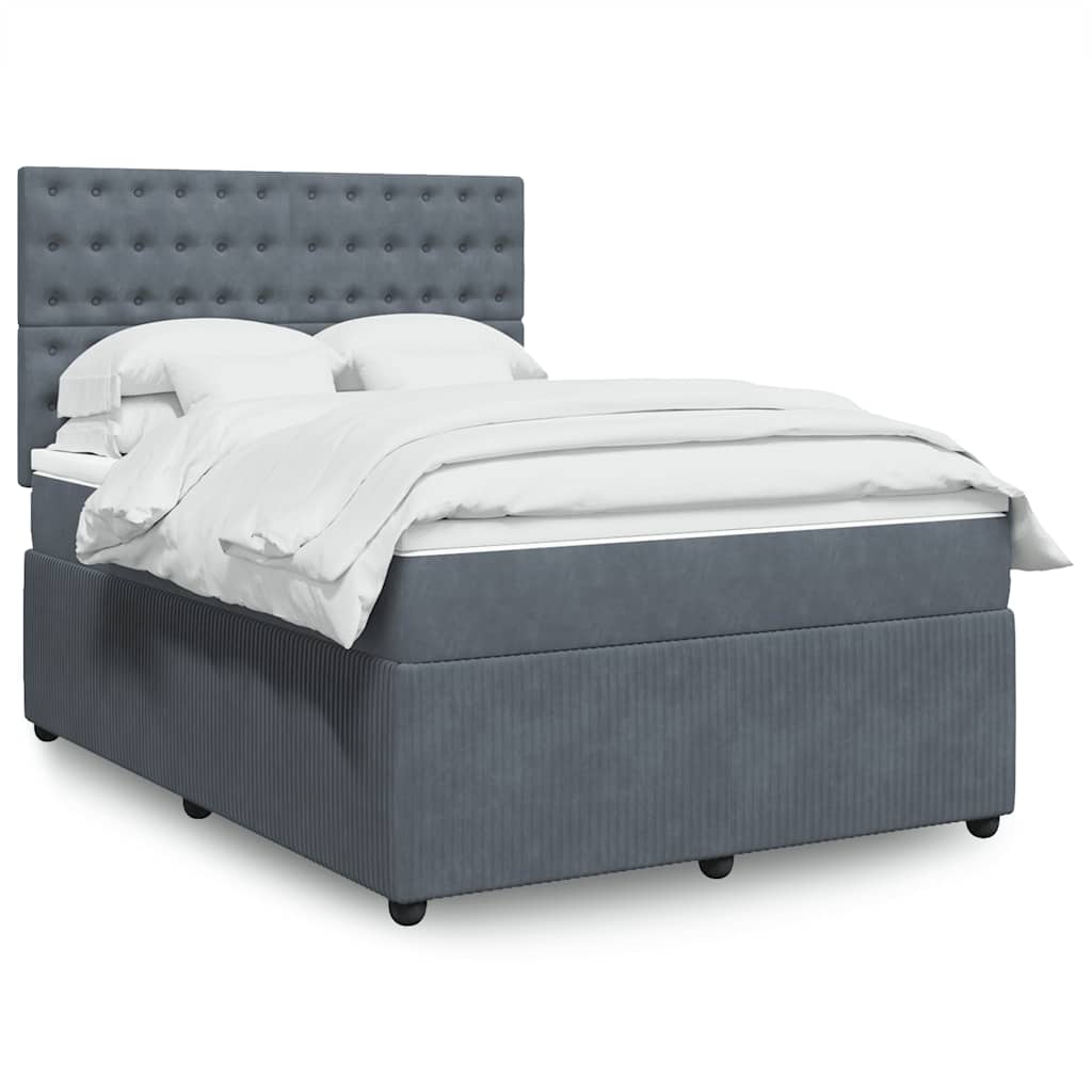 Boxspring met matras fluweel donkergrijs 140x200 cm is nu te koop bij PeponiXL, paradijselijk wonen!