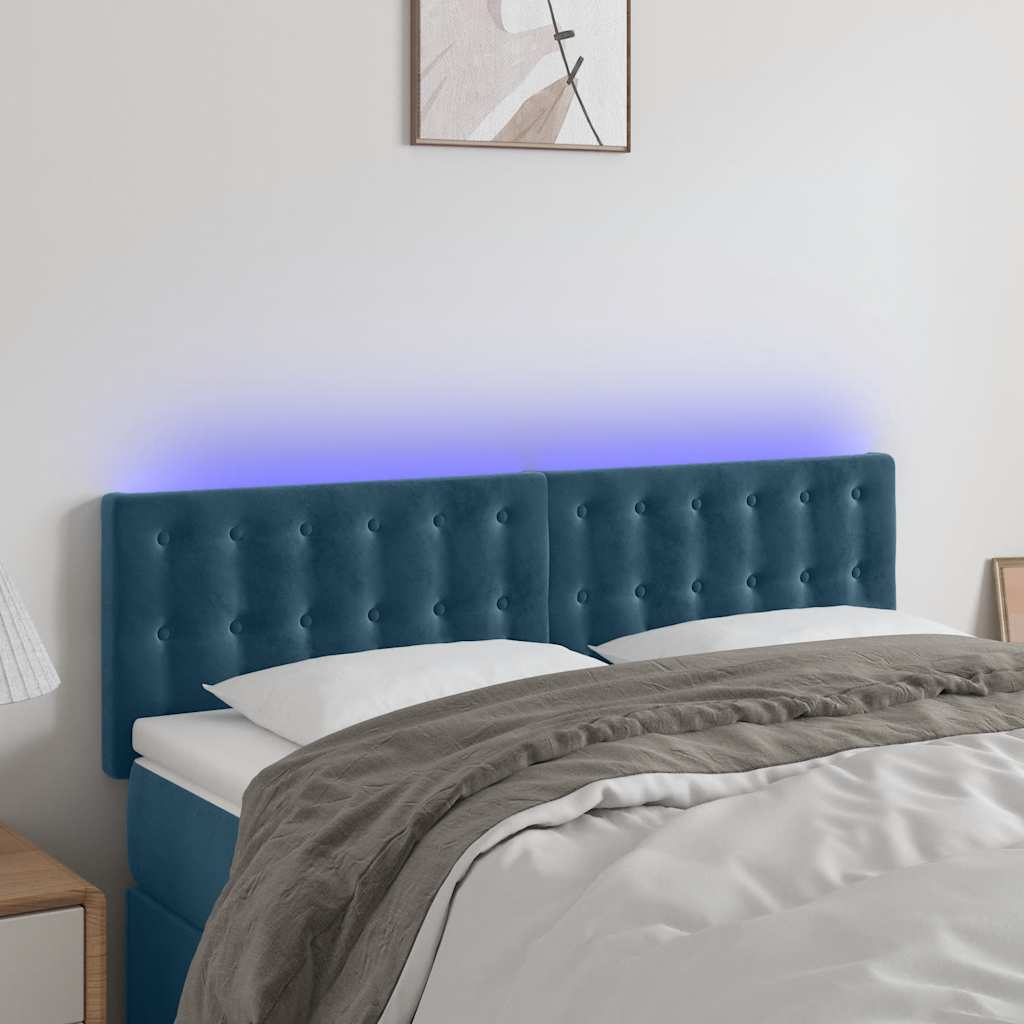 Hoofdbord LED 144x5x78/88 cm fluweel donkerblauw is nu te koop bij PeponiXL, paradijselijk wonen!