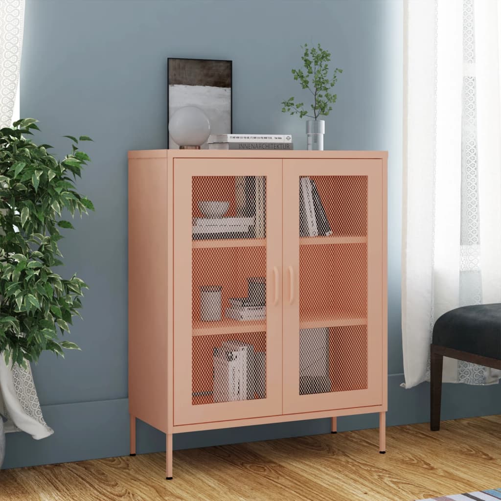 Opbergkast 80x35x101,5 cm staal roze is nu te koop bij PeponiXL, paradijselijk wonen!