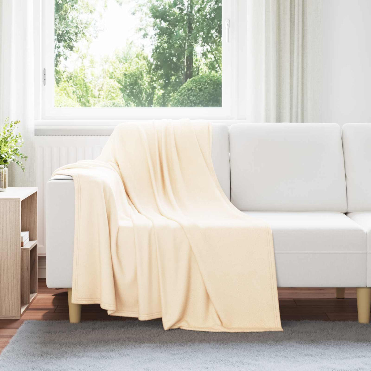 Gooi Deken Crème 170 x 130 cm Fleece is nu te koop bij PeponiXL, paradijselijk wonen!