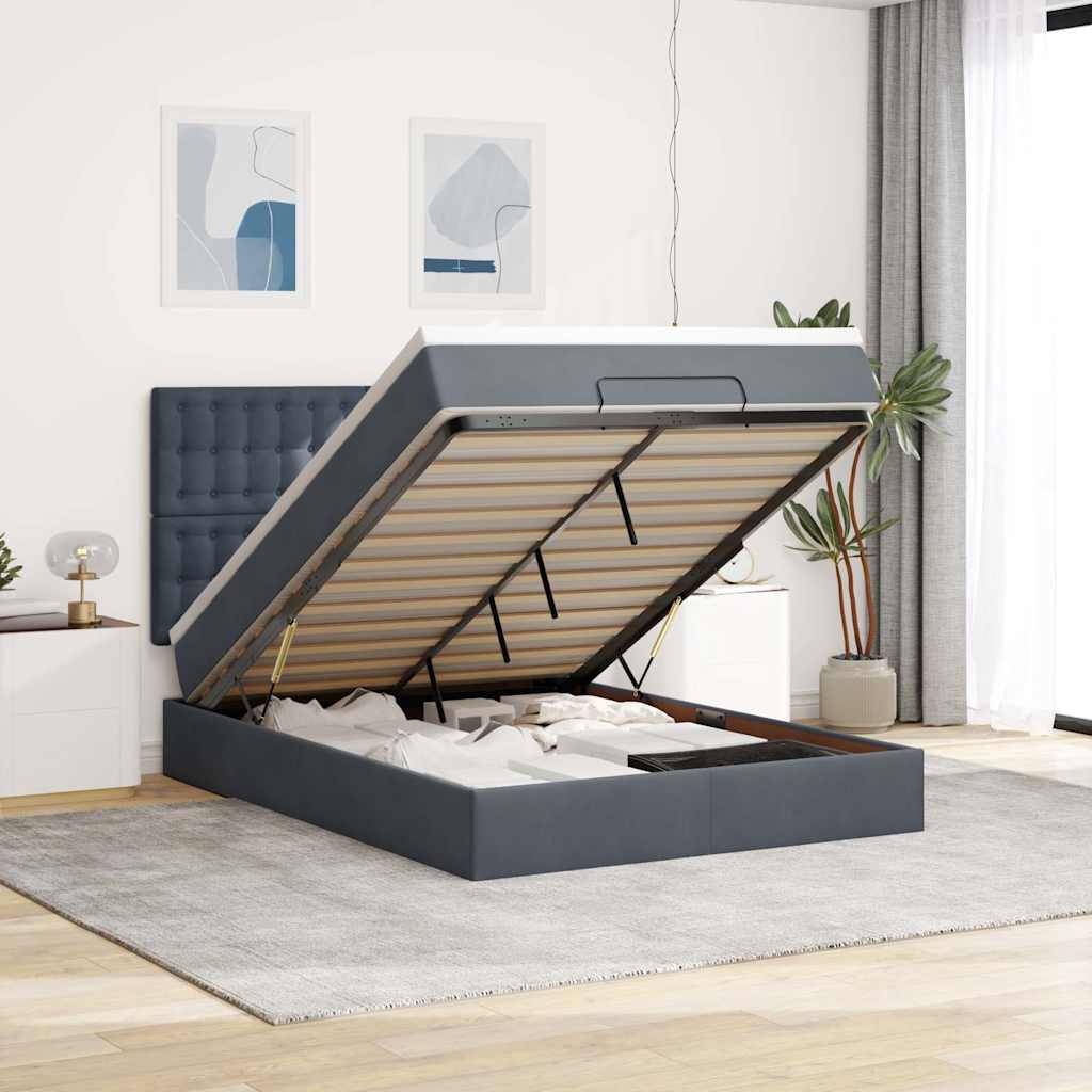 Ottoman bed met matrassen en LED's 140x200cm fluweel is nu te koop bij PeponiXL, paradijselijk wonen!