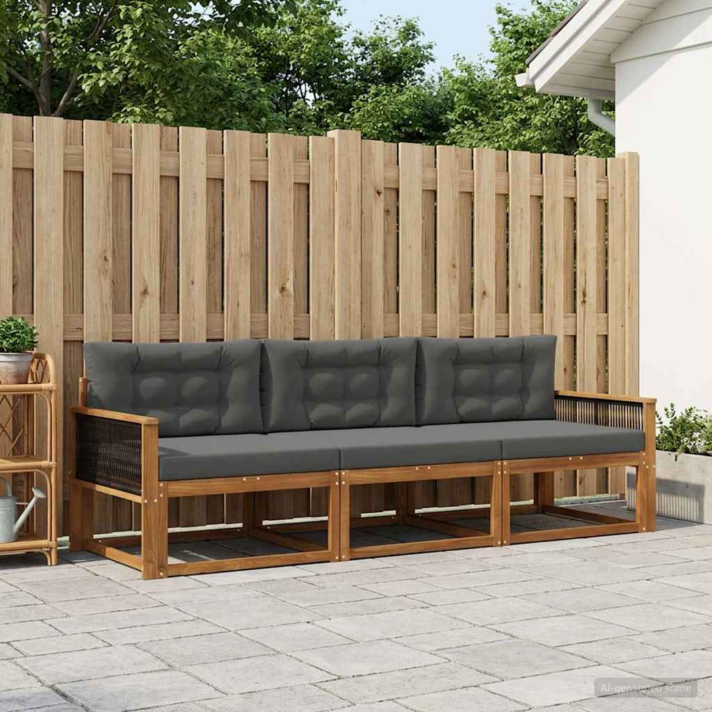 Buiten bankenset met kussen 3 pcs Natuurlijk en Antraciet is nu te koop bij PeponiXL, paradijselijk wonen!