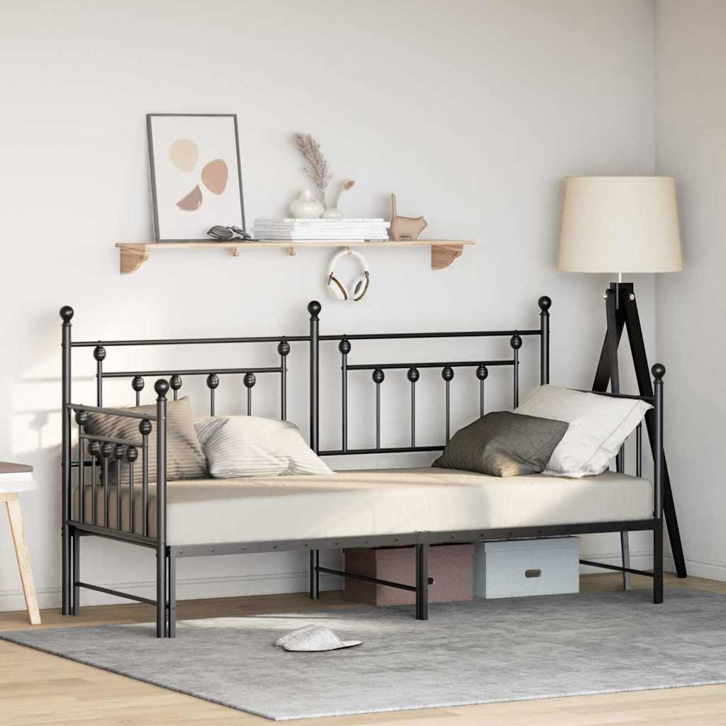 Bedframe voor een daybed Zwart 75 x 190 cm Staal is nu te koop bij PeponiXL, paradijselijk wonen!