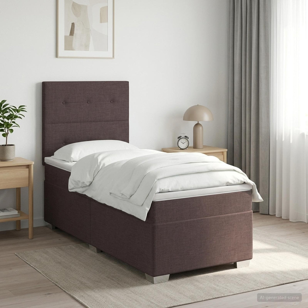 Boxspringbed met matras Donkerbruin 80 x 200 cm Stof is nu te koop bij PeponiXL, paradijselijk wonen!