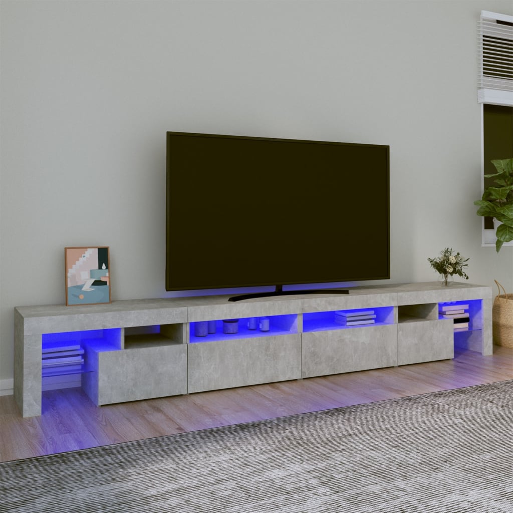 Tv-meubel met LED-verlichting 260x36,5x40 cm betongrijs is nu te koop bij PeponiXL, paradijselijk wonen!