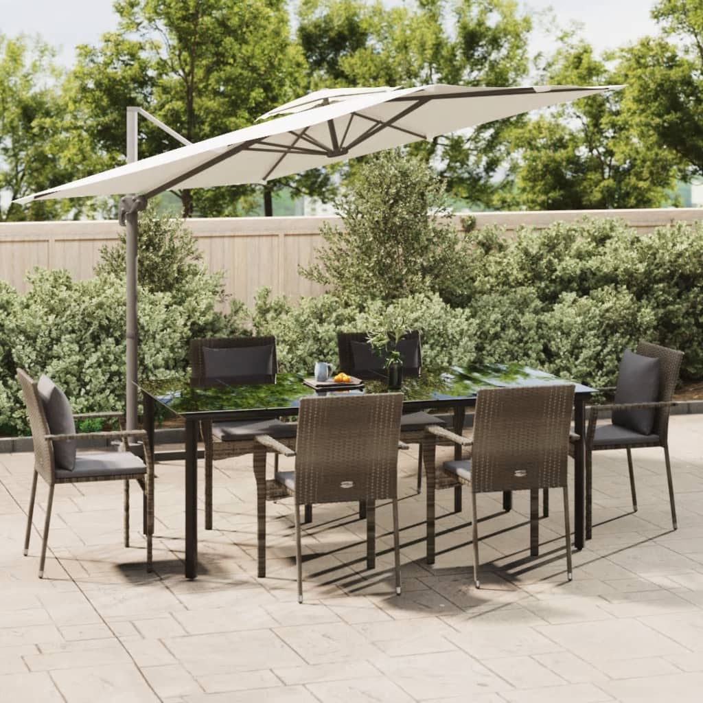 7-delige Tuinset met kussens poly rattan zwart en grijs is nu te koop bij PeponiXL, paradijselijk wonen!