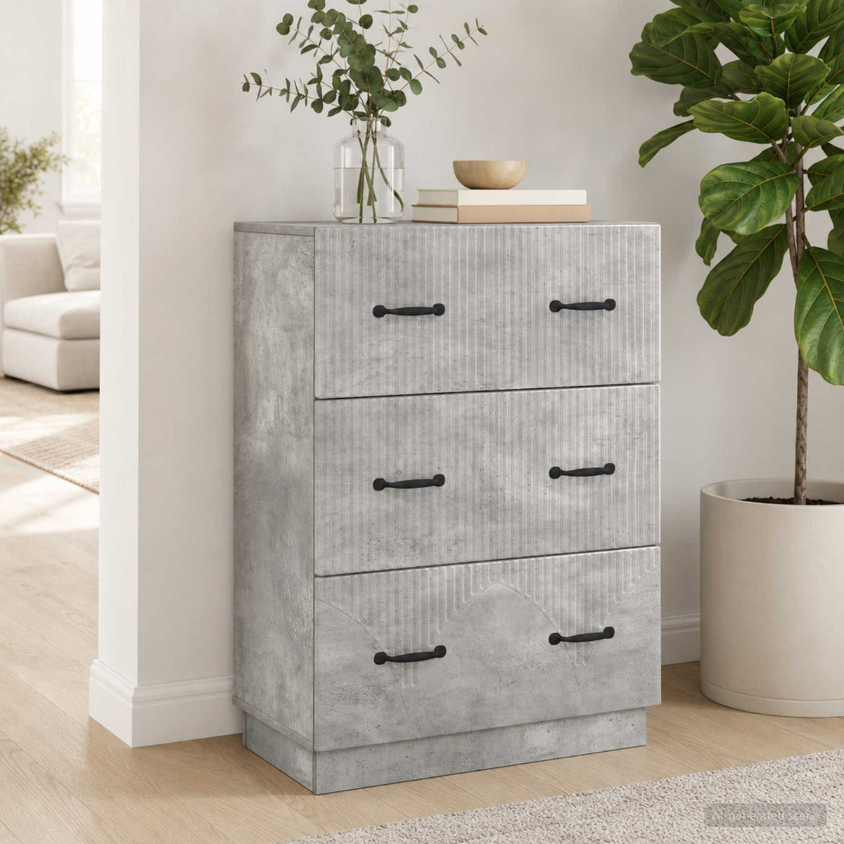 Ladenkast Betongrijs 66 x 34,5 x 87 cm Bewerkt hout is nu te koop bij PeponiXL, paradijselijk wonen!