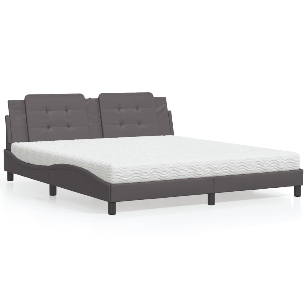Bed met matras "Zadar" kunstleer grijs 180x200 cm is nu te koop bij PeponiXL, paradijselijk wonen!