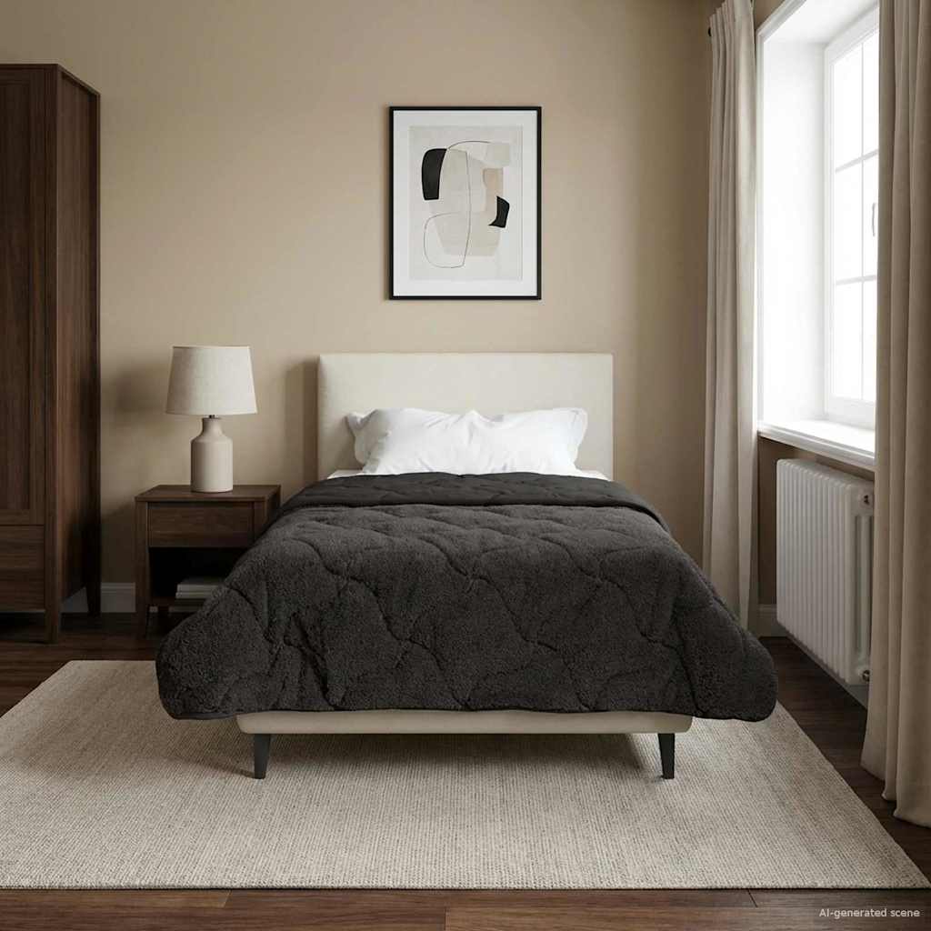 Zomer Dekbed Antraciet 135 x 200 cm Microfiber en Teddy fleece is nu te koop bij PeponiXL, paradijselijk wonen!