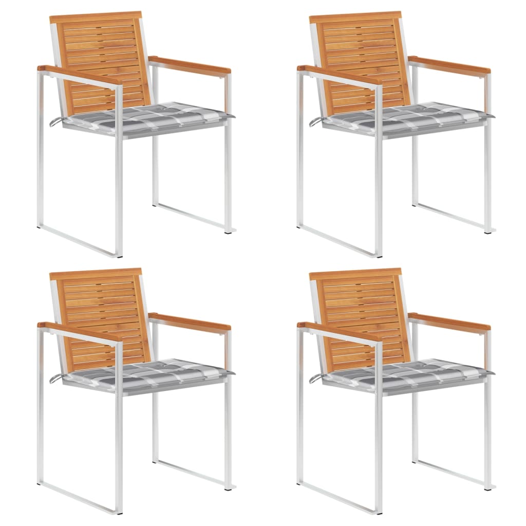 Tuinstoelen 4 st met kussens massief acaciahout is nu te koop bij PeponiXL, paradijselijk wonen!