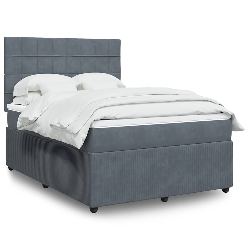 Boxspring met matras fluweel donkergrijs 140x200 cm is nu te koop bij PeponiXL, paradijselijk wonen!