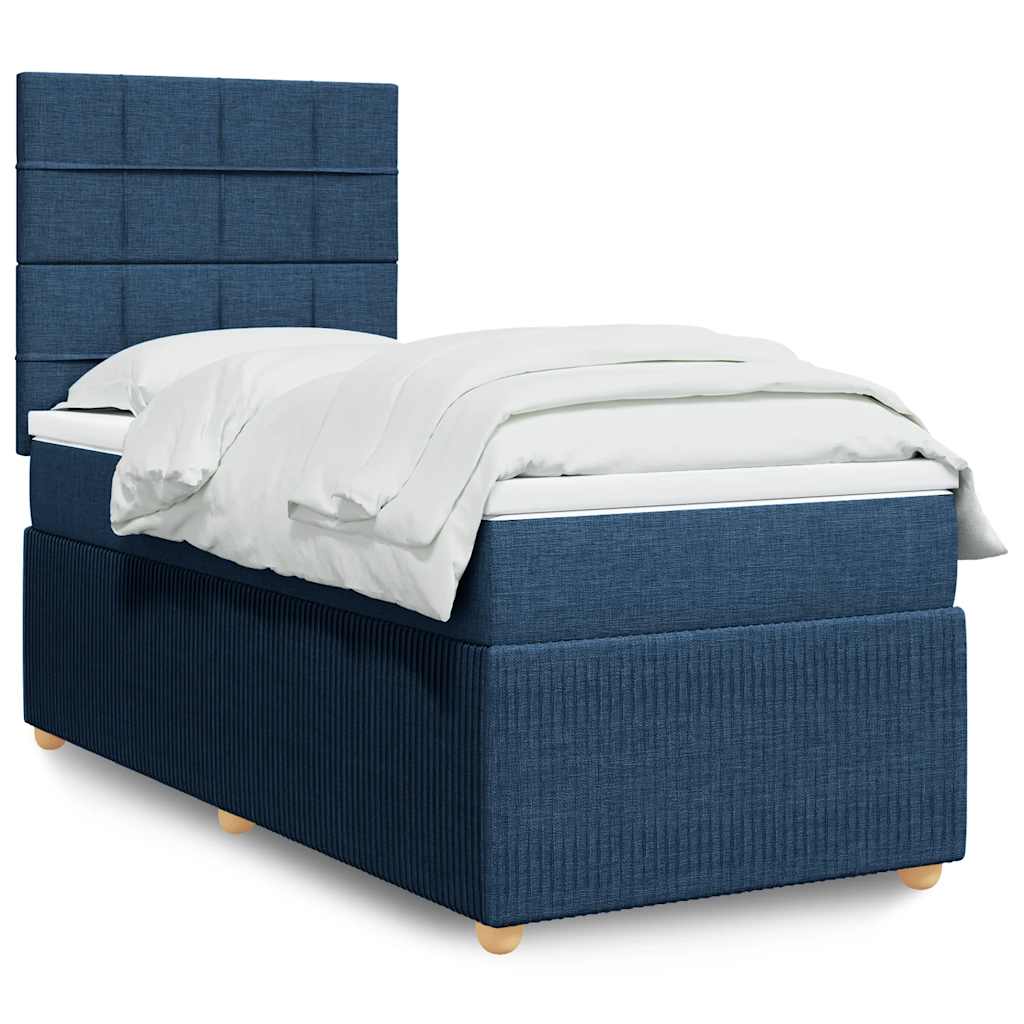 Boxspring met matras stof blauw 90x190 cm is nu te koop bij PeponiXL, paradijselijk wonen!