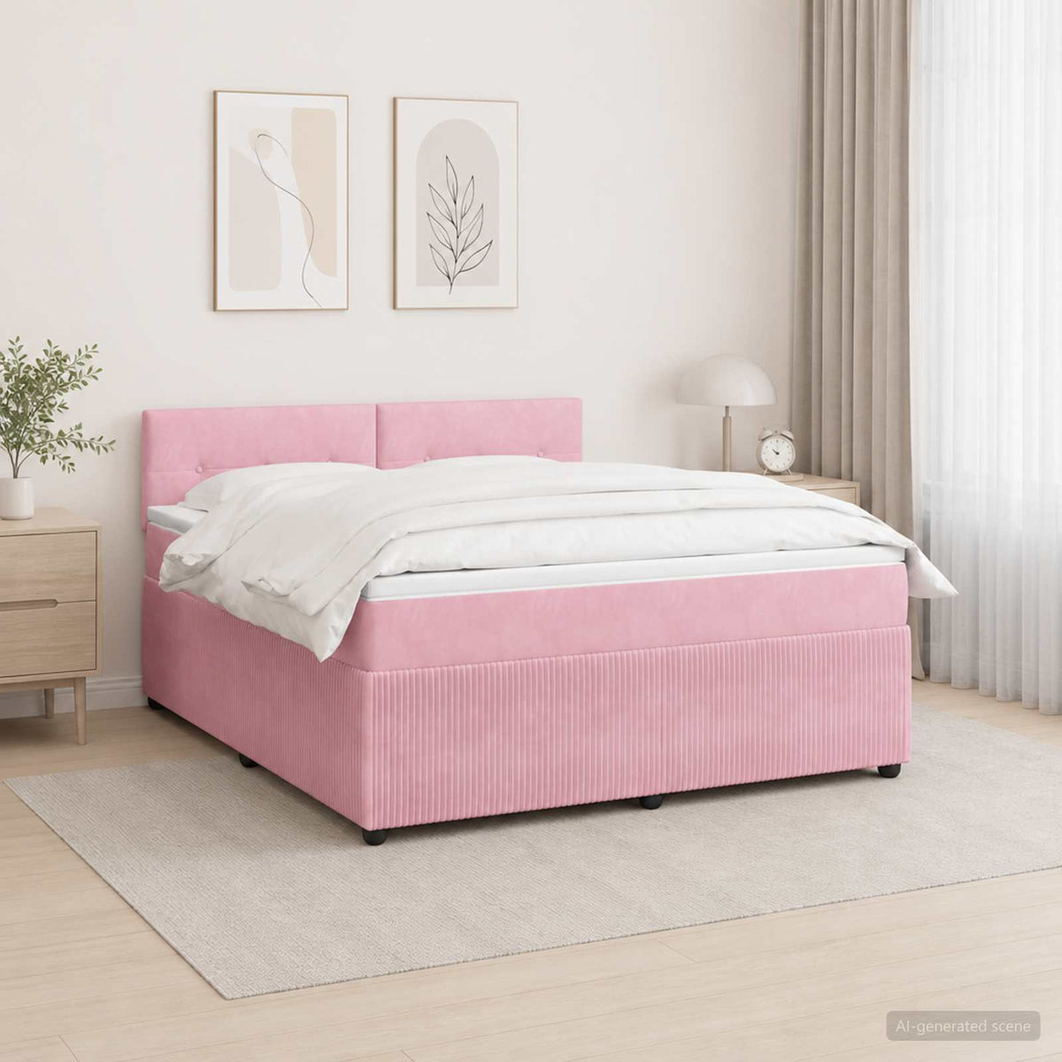 Boxspringbed met matras Roze 180 x 200 cm Fluweel is nu te koop bij PeponiXL, paradijselijk wonen!