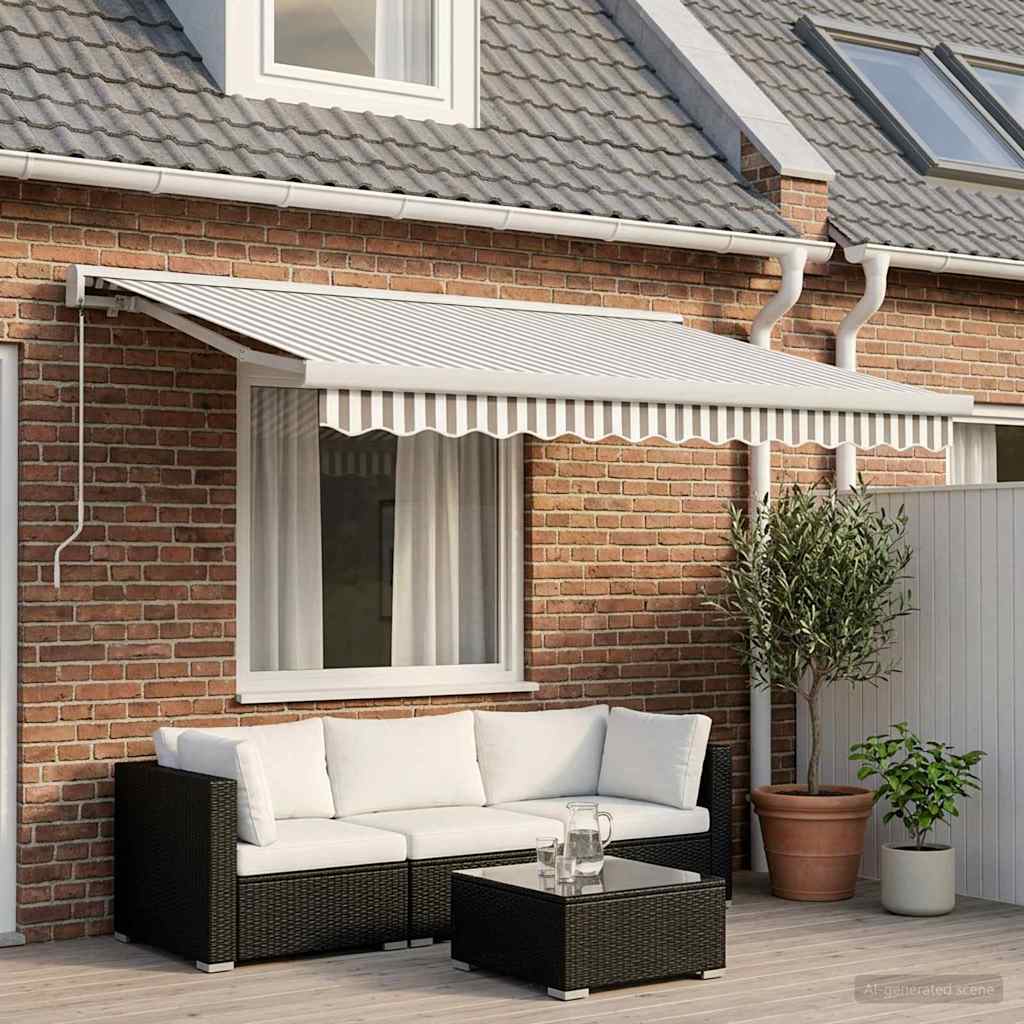 Uitschuifbare luifel Lichtgrijs en wit. 350 x 250 cm is nu te koop bij PeponiXL, paradijselijk wonen!