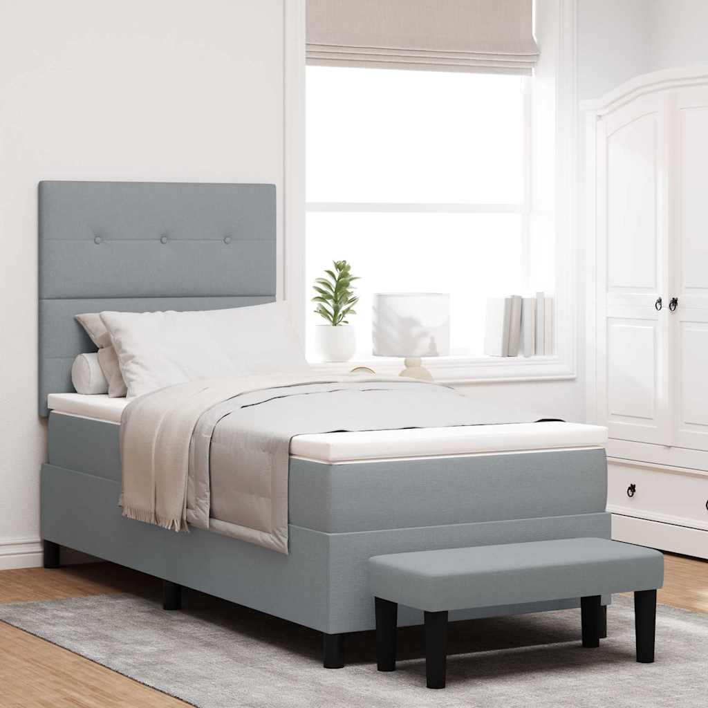 Boxspringbed met hoofdeinde Lichtgrijs 80 x 200 cm Stof is nu te koop bij PeponiXL, paradijselijk wonen!
