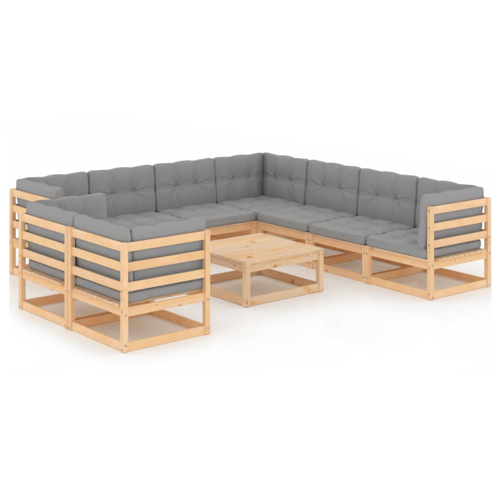 10-delige Loungeset met kussens massief grenenhout is nu te koop bij PeponiXL, paradijselijk wonen!