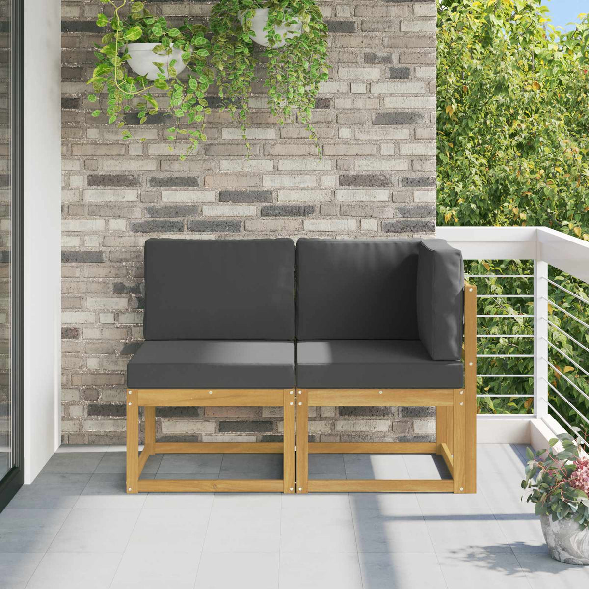 Outdoor Midden- en Hoeksalon 2 Stuk Wit Massief Acaciahout is nu te koop bij PeponiXL, paradijselijk wonen!